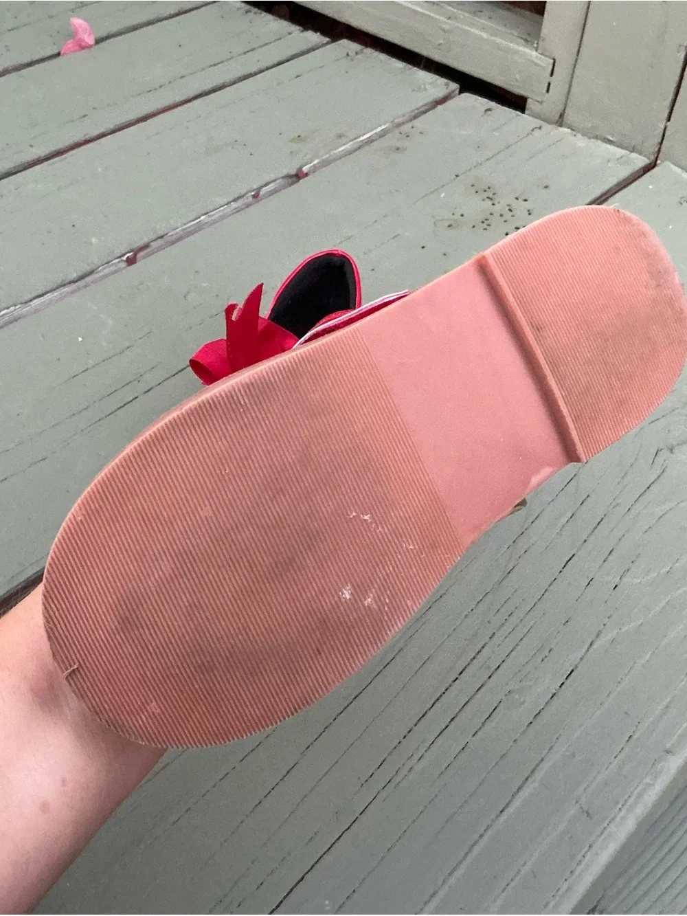 Girls Red Patent Bow Mary Jane Kids Shoes Size 1.5-2 Wide